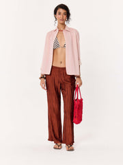 Dusty Pink Striped Cropped Shirt